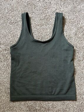A New Day Olive Ribbed Scoop Tank Top